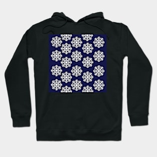 Navy and White Winter Wonderland Snowflake Print Hoodie